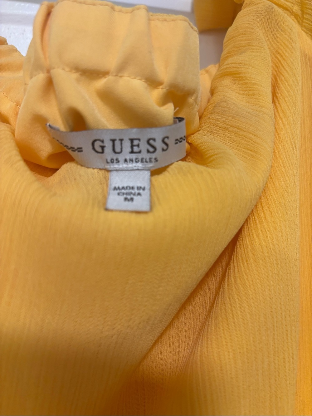 Guess Yellow Ruffle Square-Neck Blouse - Picture 3 of 3
